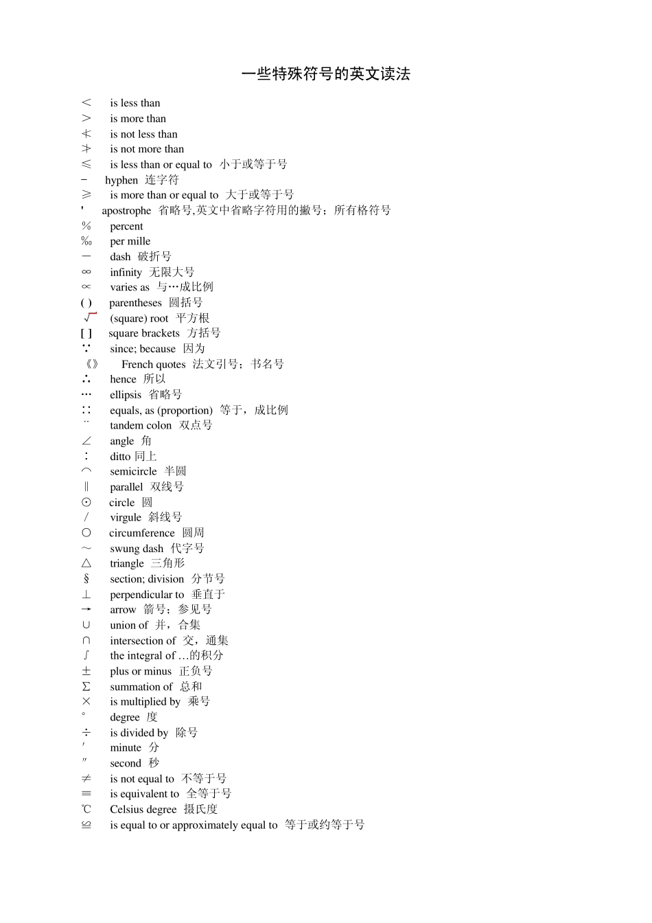 符号、数字、时间的英文读法_第2页
