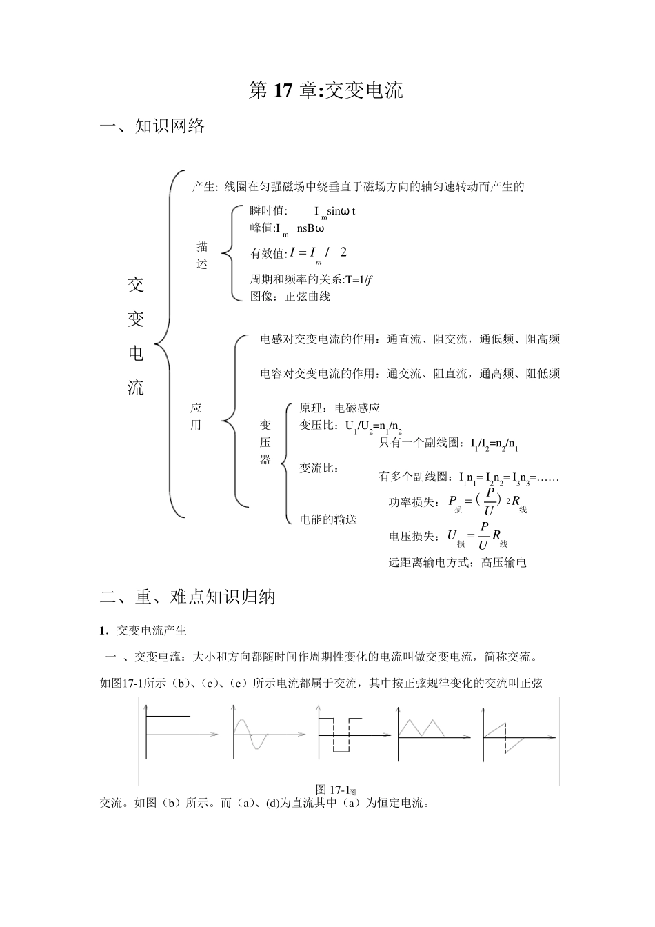 第17章交变电流知识点总结_第1页