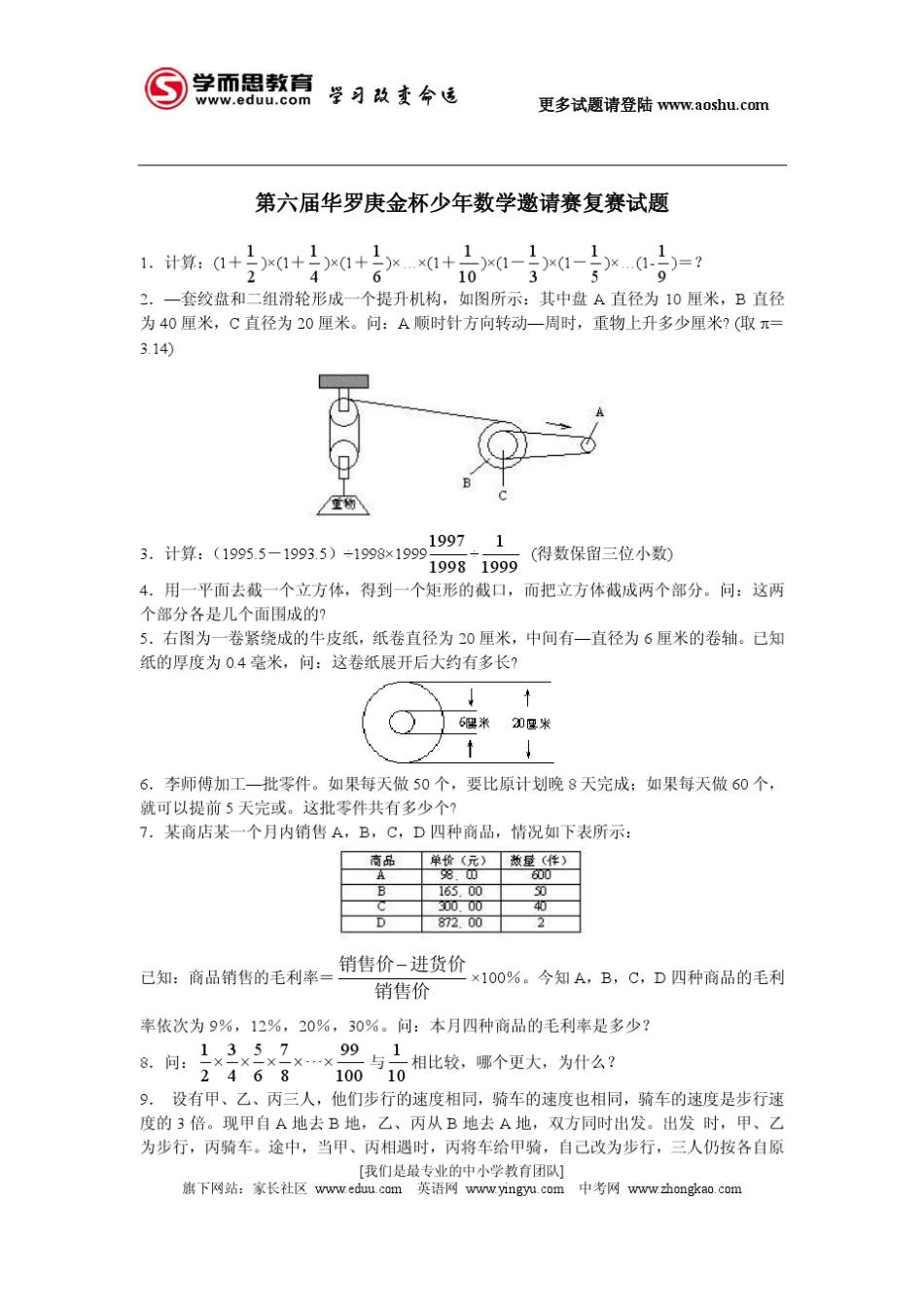 第610届华杯赛复赛试题(答案详解版,可直接打印)_第1页
