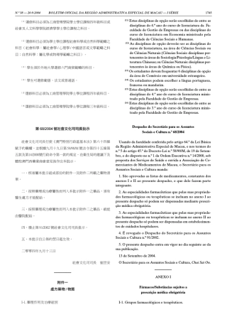 第682004号社会文化司司长批示附件一处方药物物质