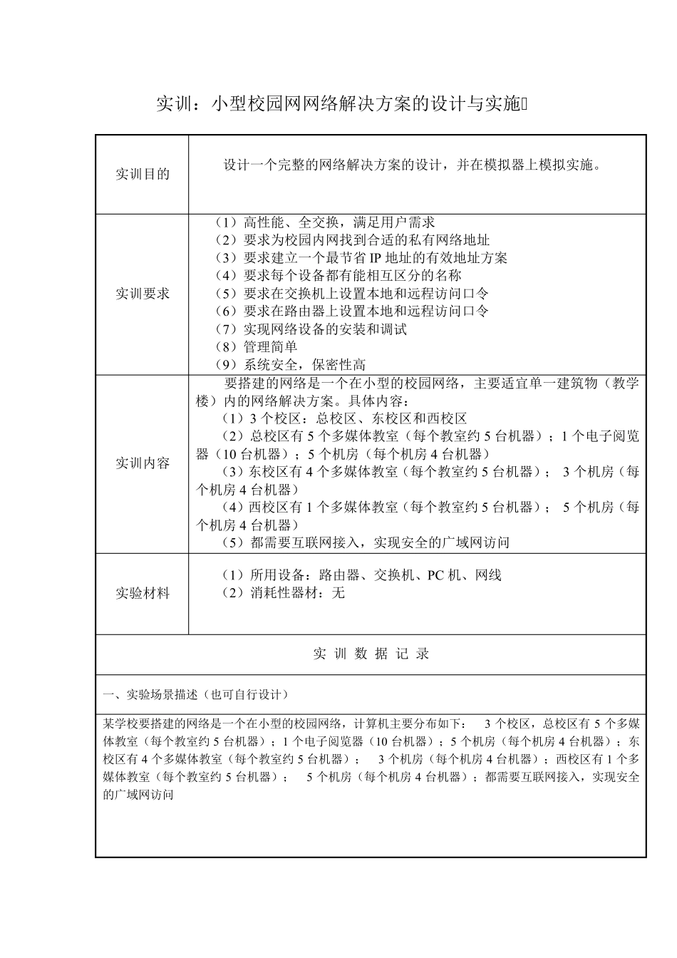 第6单元：实训小型校园网网络解决方案的设计与实施_第1页