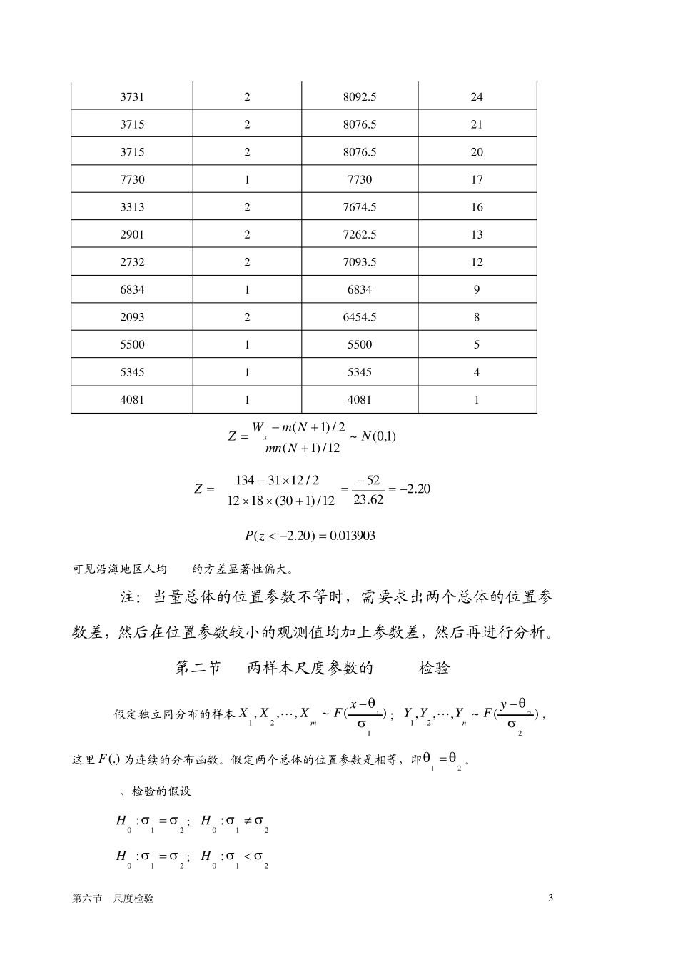 第7章尺度检验(非参数统计,西南财大)_第3页