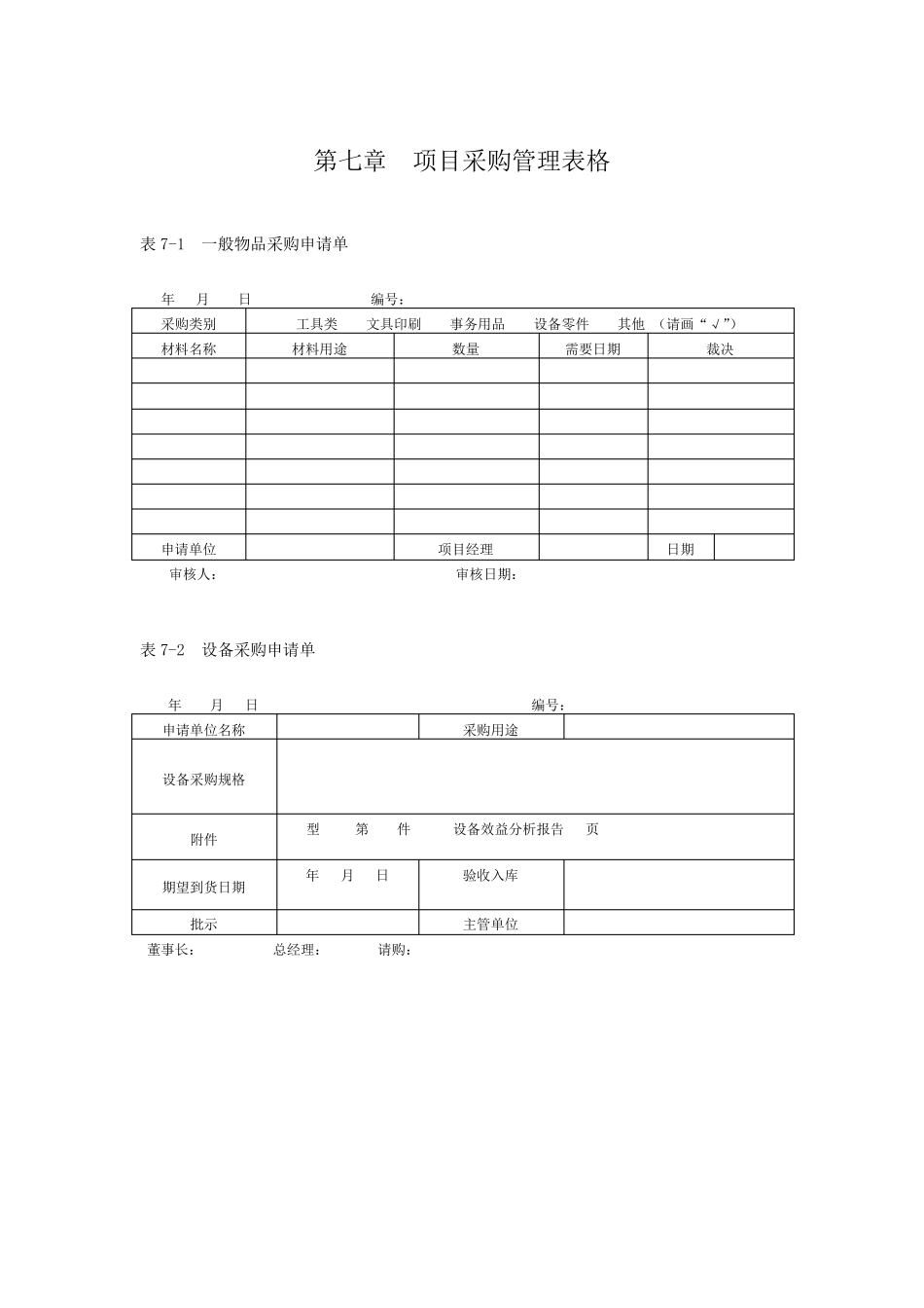 第7章项目采购管理表格_第1页