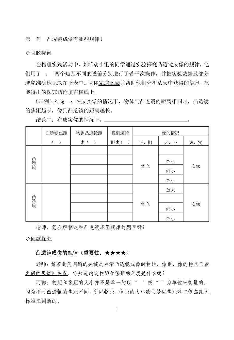 第7问凸透镜成像有哪些规律？_第1页
