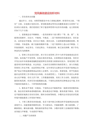 党风廉政建设剖析材料