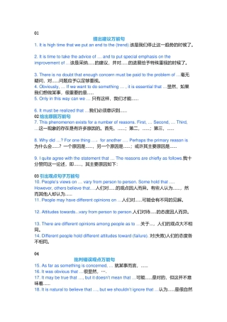 高中英语考试60个写作万能句