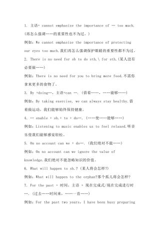 高中英语作文范文：满分必备高级句型40个