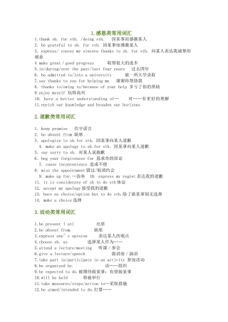 高中英语作文高分词块汇-短语总结