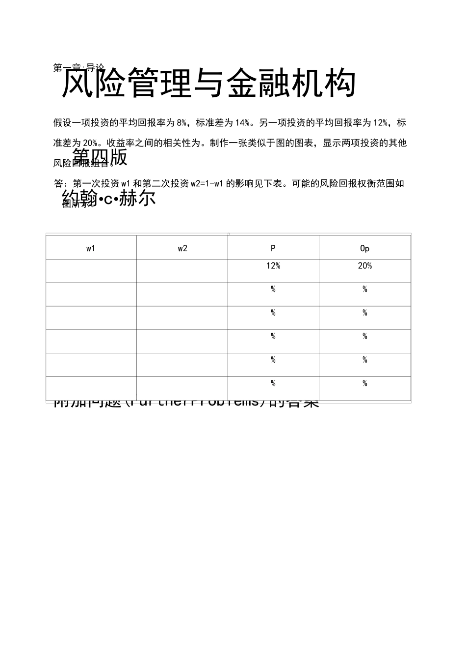 风险管理与金融机构课后附加题参考答案(中文版)_第1页