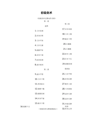初级剑术图案详解真人图示版