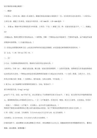 初中物理定理