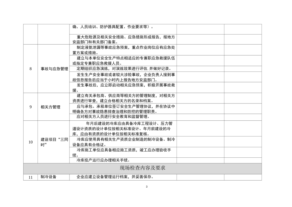 涉氨制冷企业安全自查表_第3页