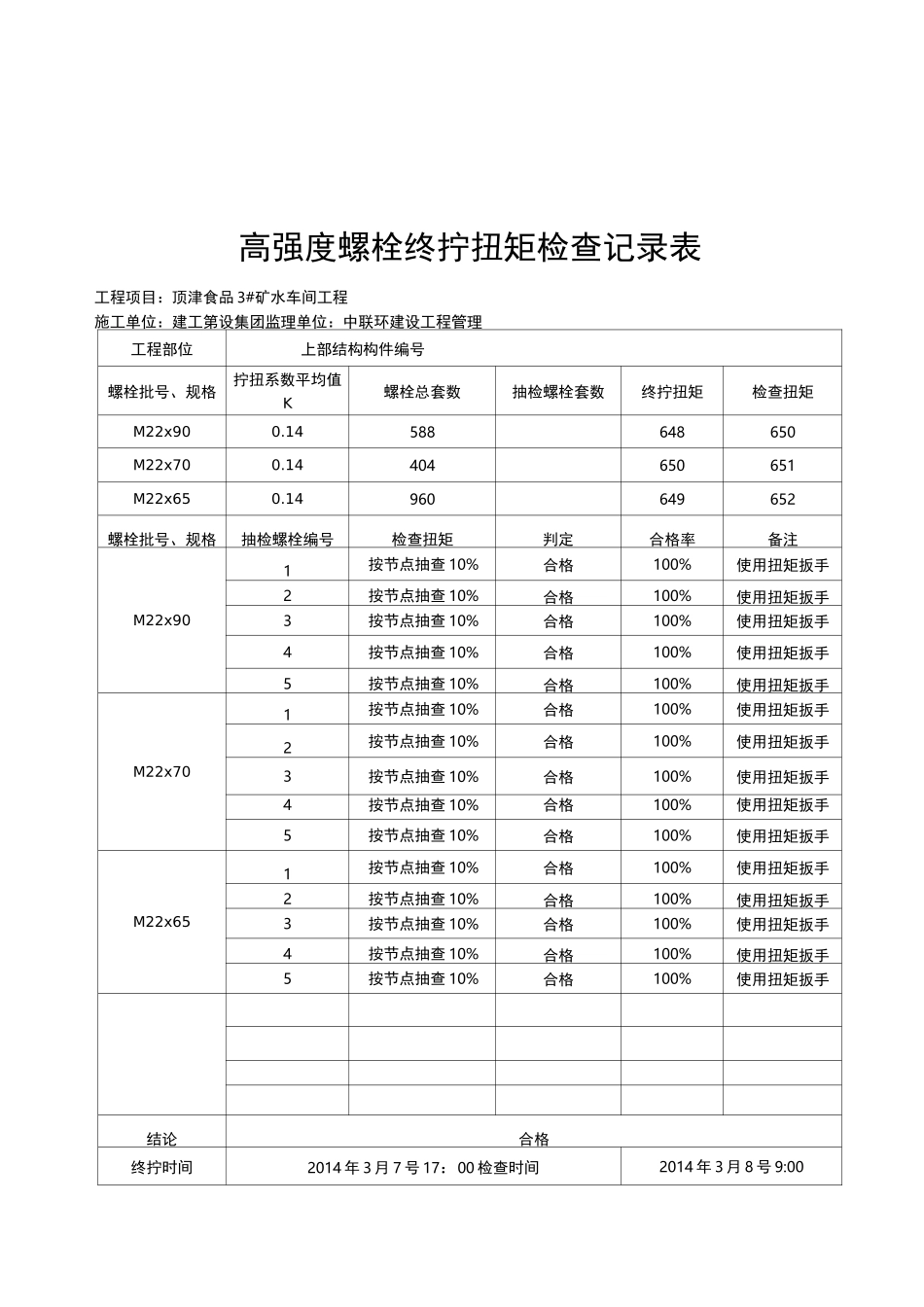 高强度螺栓终拧扭矩检查记录表_(自动保存的)_第2页
