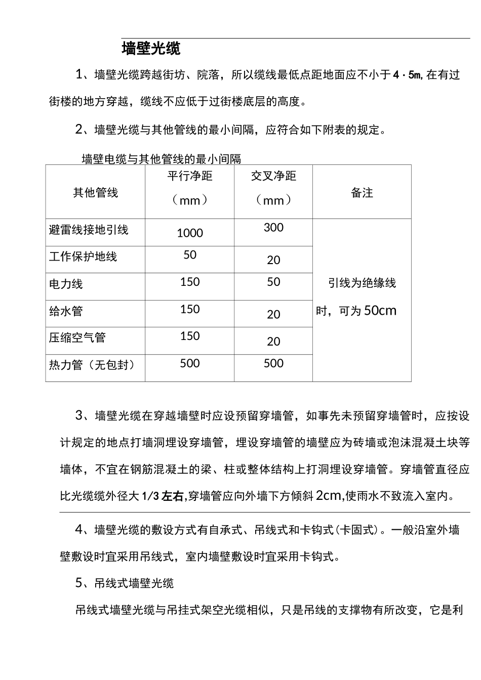 墙壁光缆施工规范方案_第1页