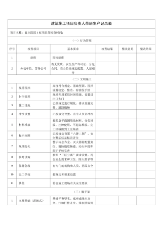 项目负责人带班记录