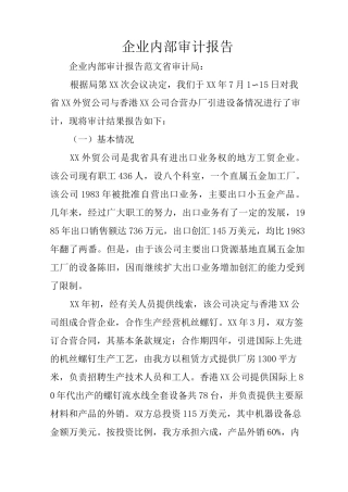 企业内部审计报告