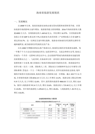 海南省旅游发展现状
