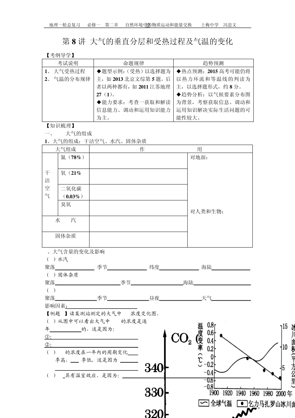 第8讲大气的垂直分层和受热过程及气温的变化_第1页