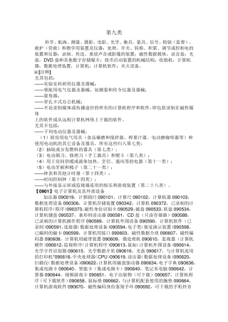 第9类商标类别明细