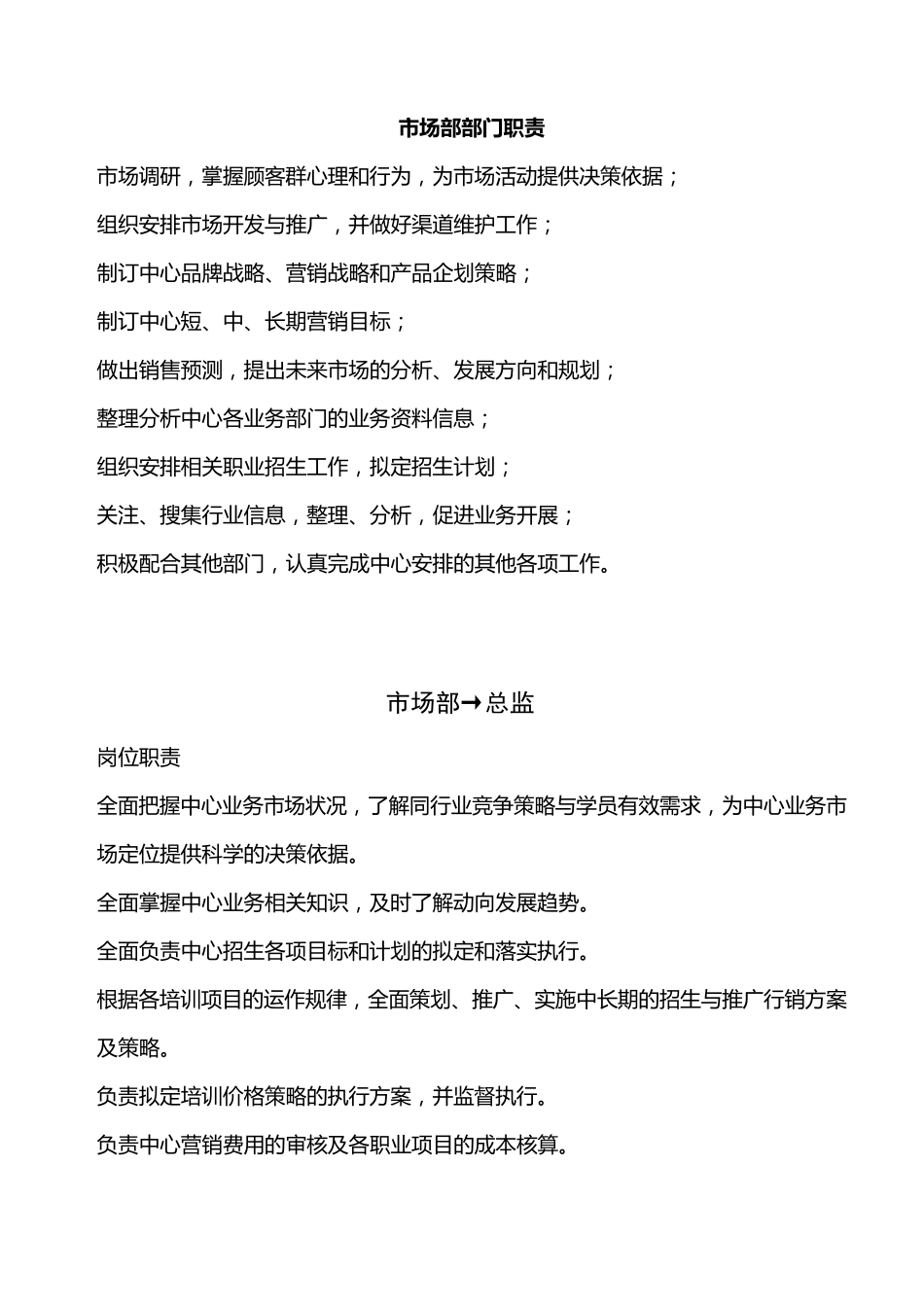 职业培训学校各岗位职责说明_第1页