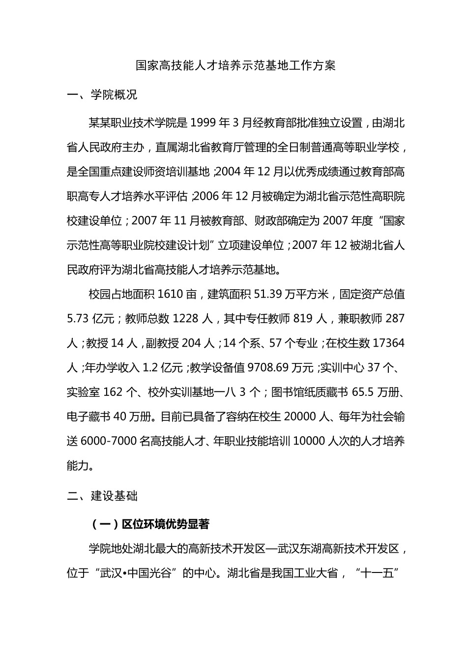 职业技术学院国家高技能人才培养示范基地建设方案_第2页