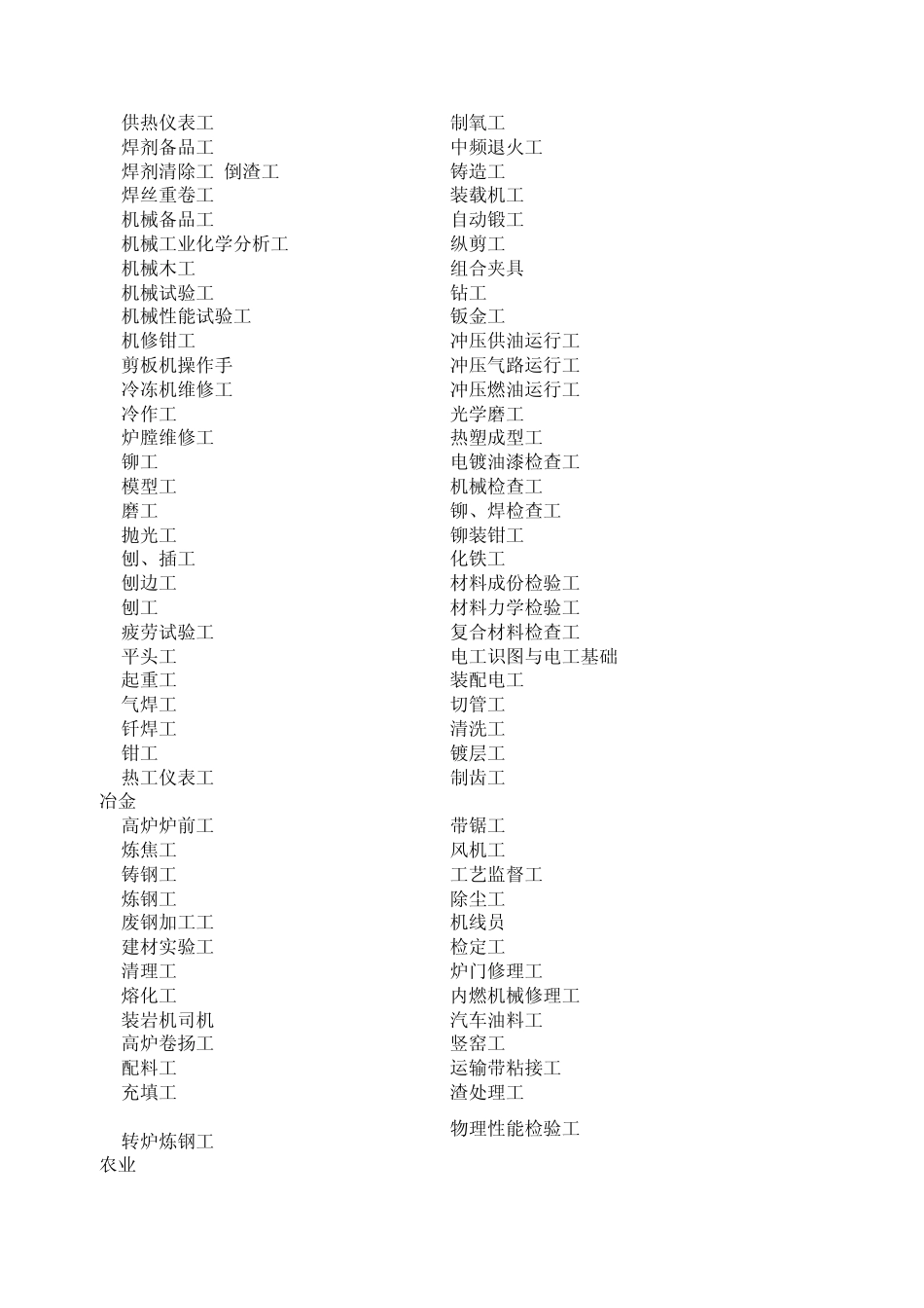 职业技能鉴定工种目录_第2页