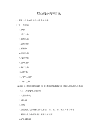 职业病分类和目录2019