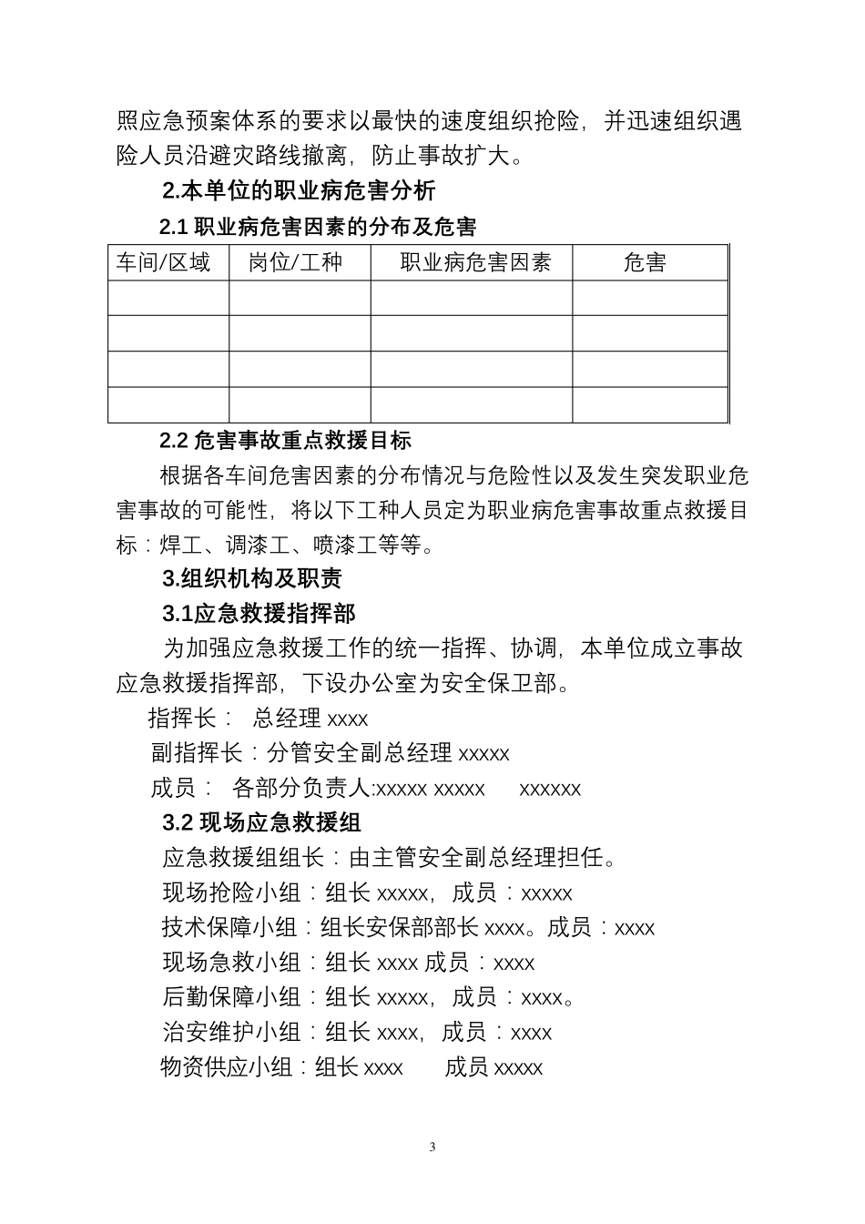 职业病危害事故应急救援预案模板_第3页