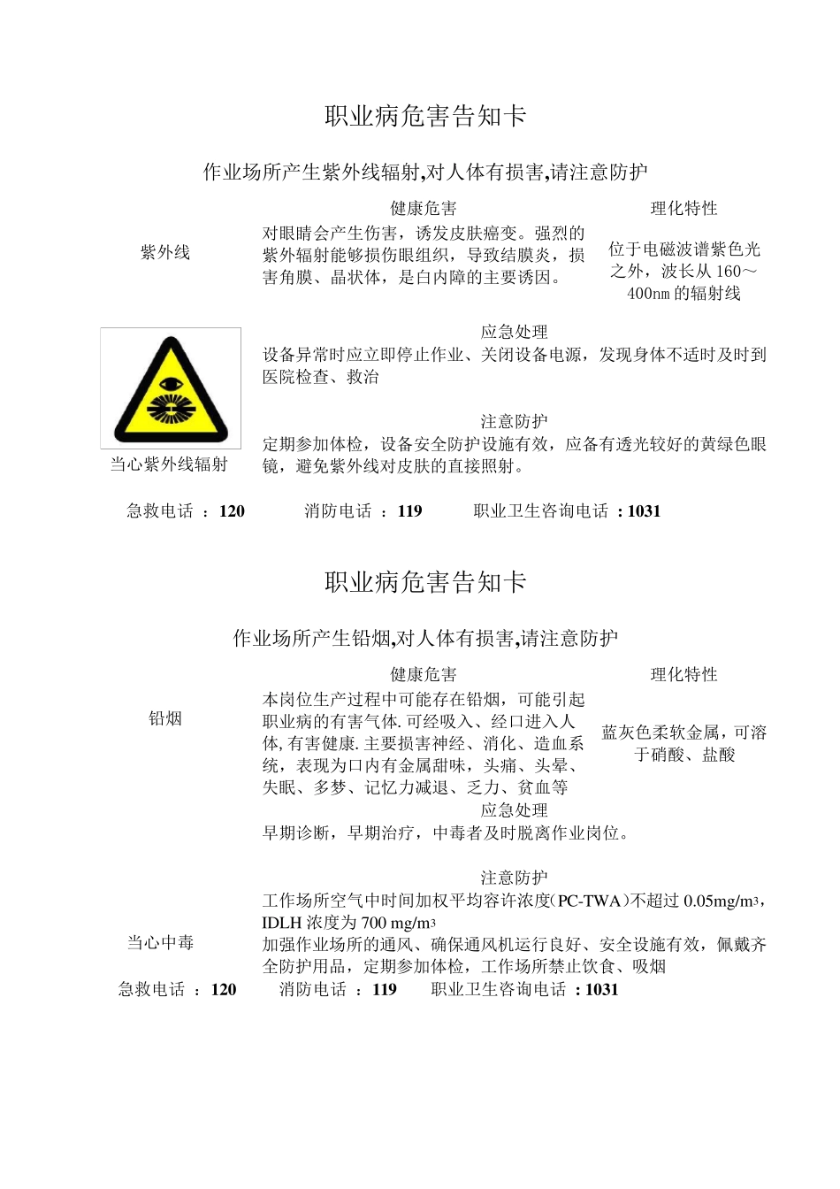 职业病危害告知卡(高清可打印)_第3页