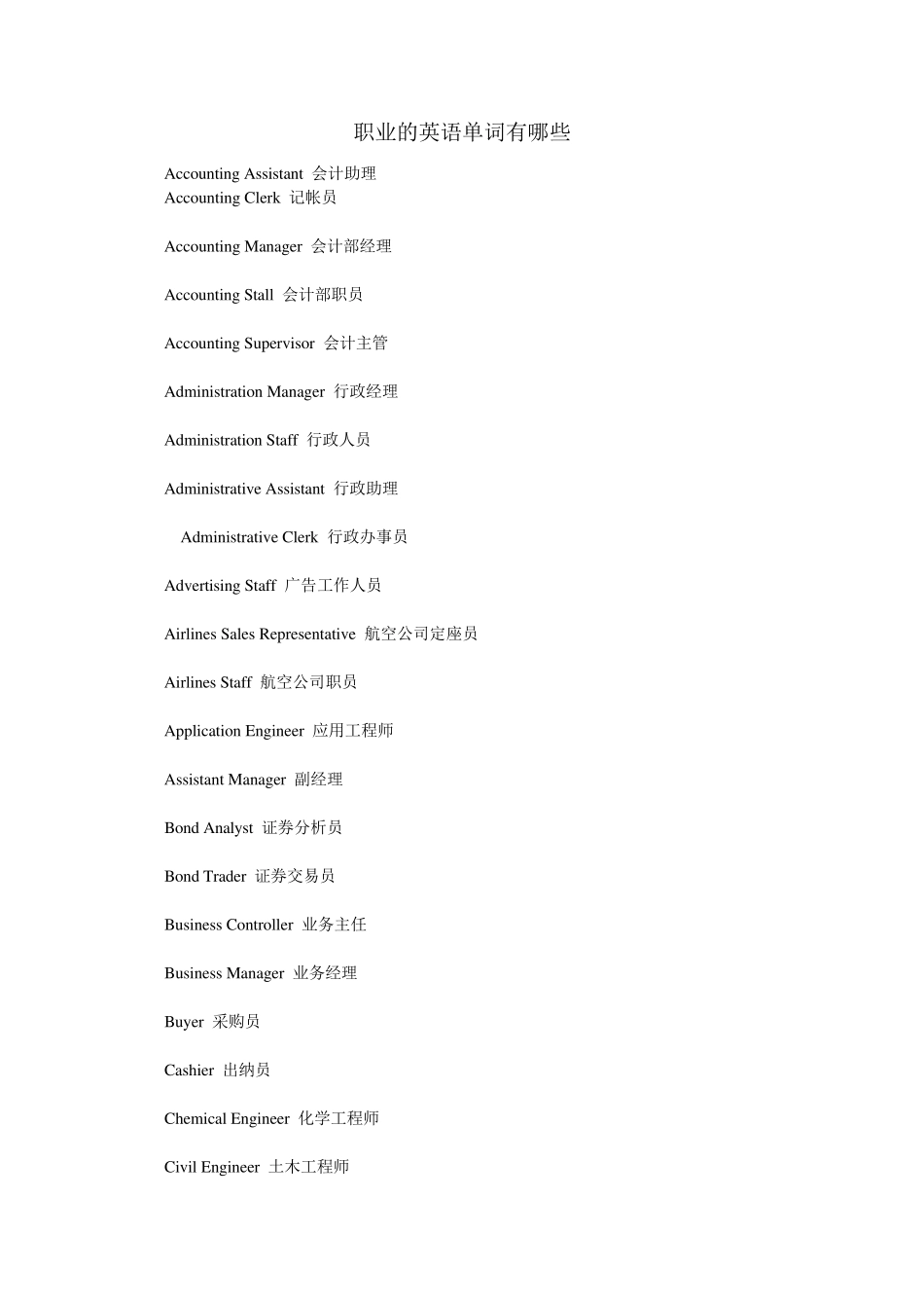职业的英语单词有哪些_第1页