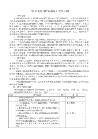 职业道德与职业指导教学大纲