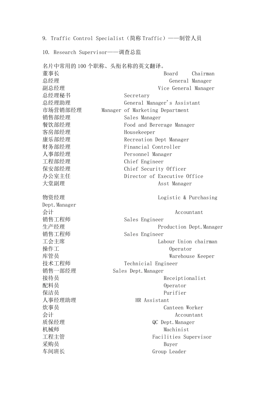 职位英文对照_第3页