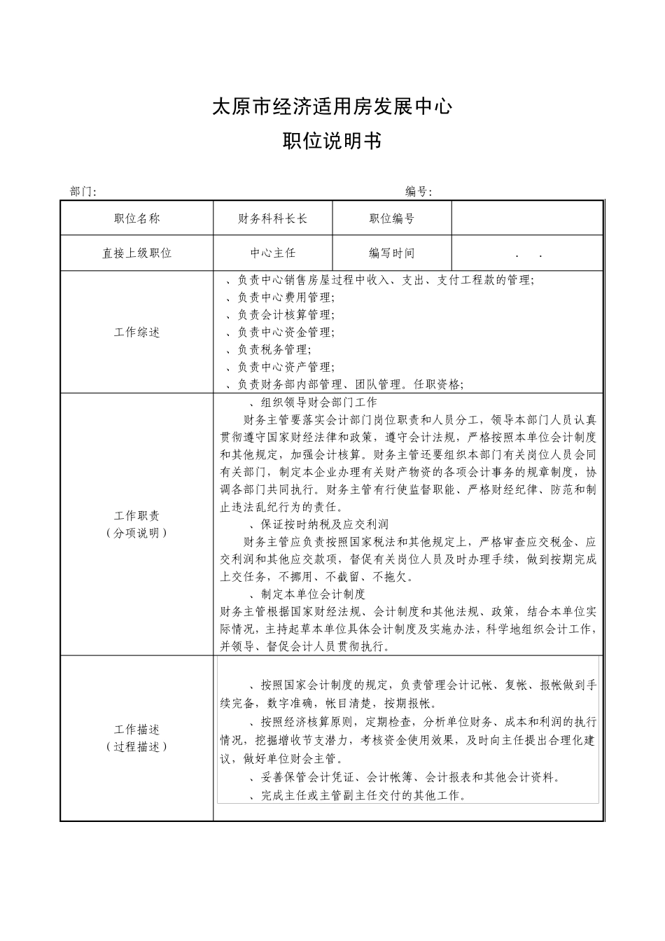职位说明书(表格)_第1页