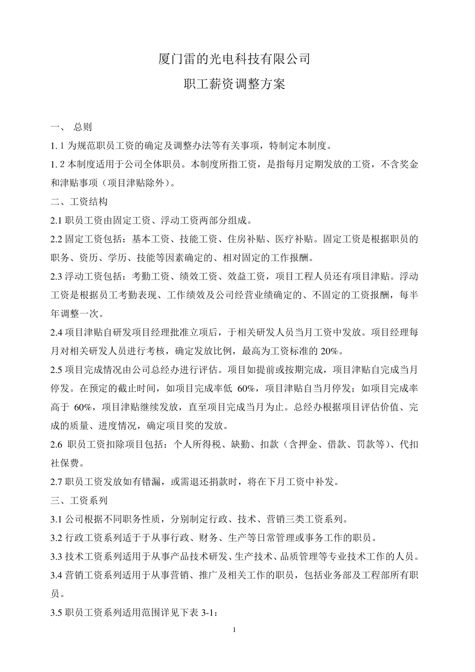 职工薪资调整方案_第1页