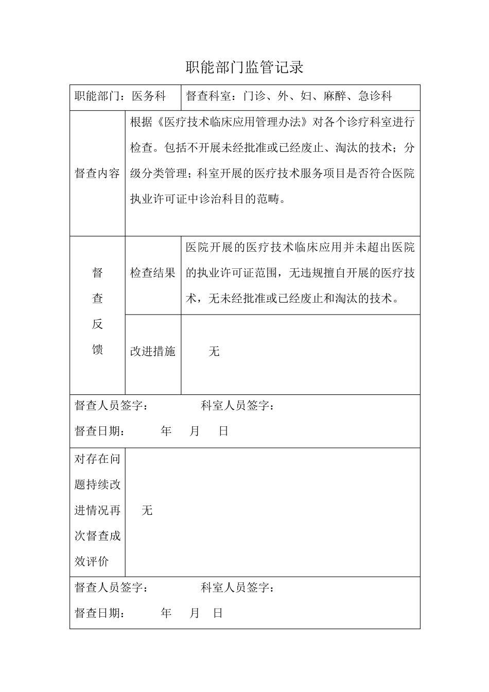 职能部门监管指导记录(医疗技术)_第2页