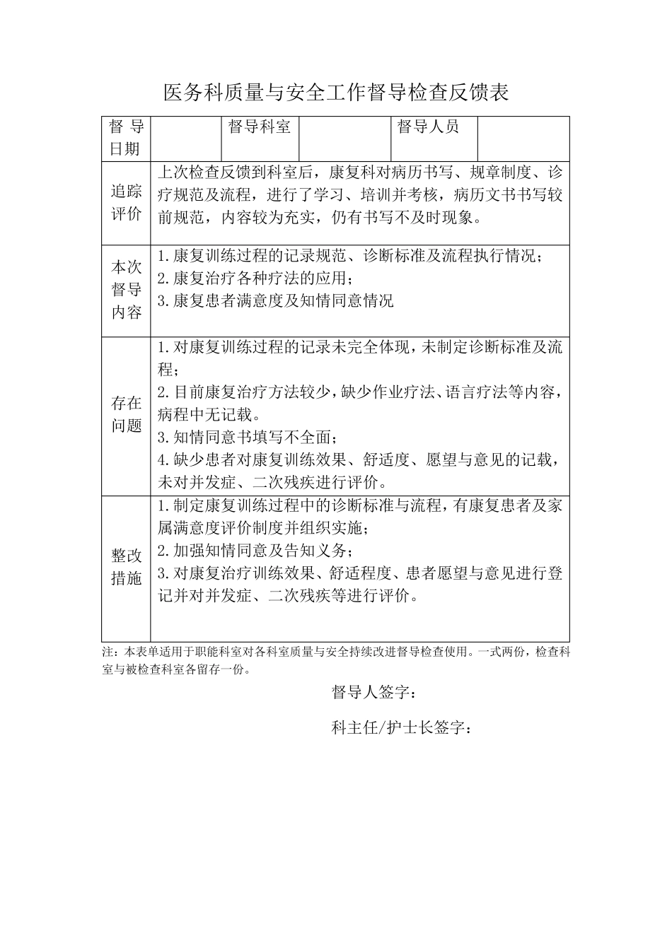 职能部门督导记录(康复科)_第2页