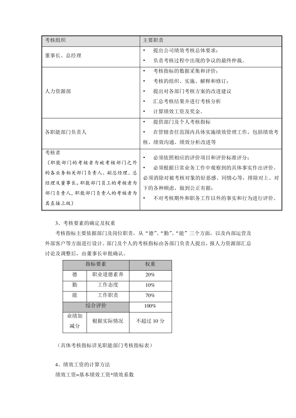 职能部门绩效工资及年度奖金考核办法_90203_第3页