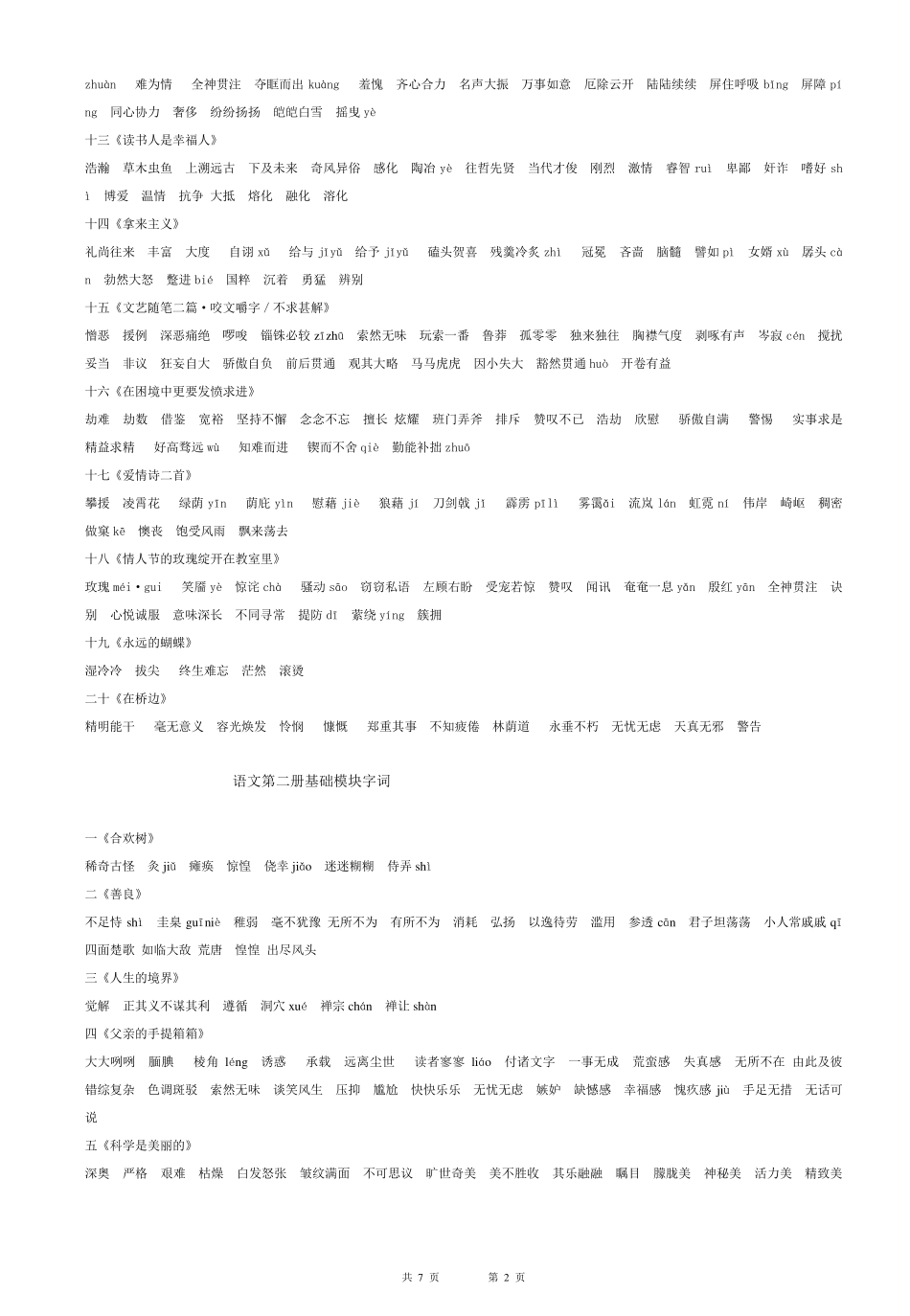 职高语文课文1~4册字词汇总_第2页