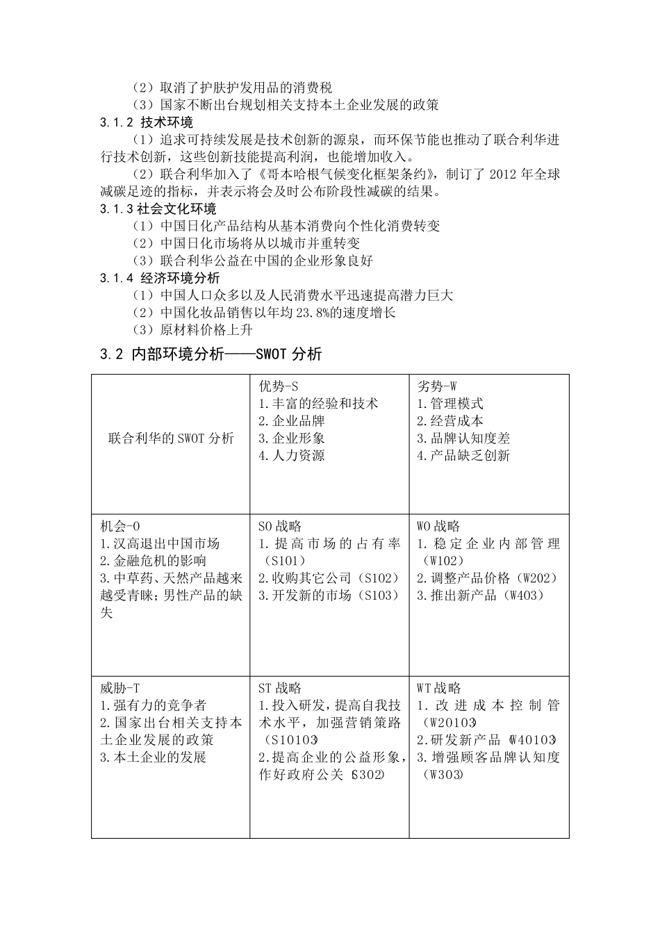 联合利华公司战略分析报告_第3页