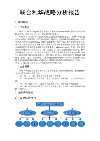 联合利华公司战略分析报告