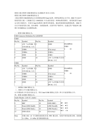 联想主板音频和USB跳线的定义