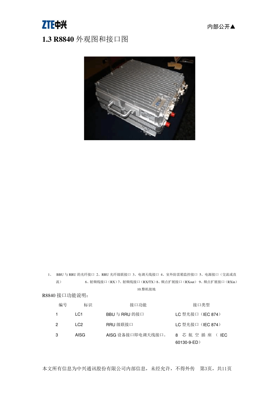 联通WCDMA项目中兴基站设备B8200+R8840介绍_第3页