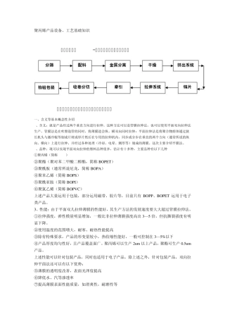 聚丙烯产品设备、工艺基础知识