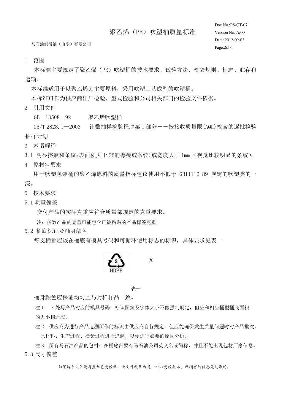 聚乙烯吹塑桶质量标准(final)(老版)_第2页