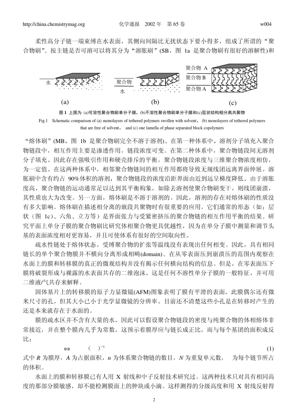 聚合物单分子膜和可能的二维橡胶态_第2页