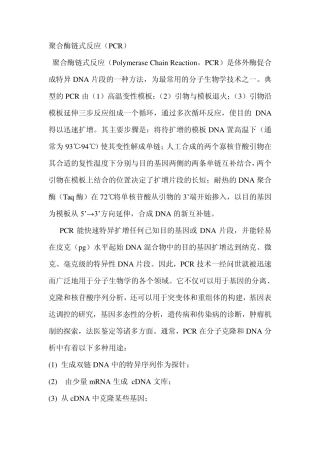 聚合酶链式反应(PCR)实验方法