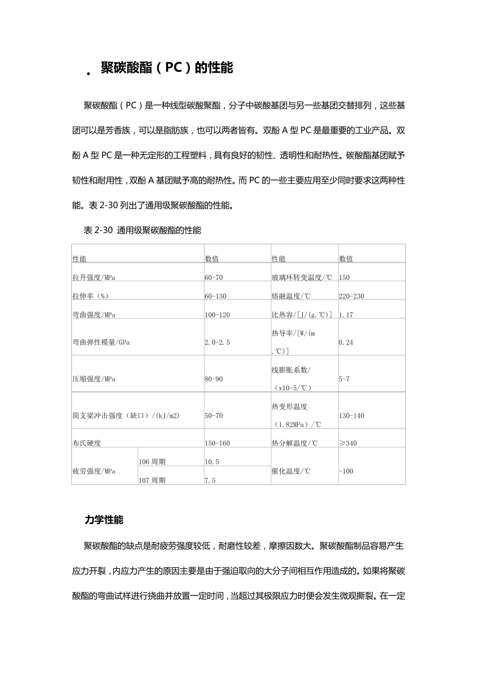 聚碳酸酯(PC)的各种性能及其成型特性(个人总结含图表)_第1页