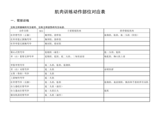 肌肉训练动作部位对应表