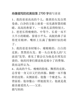 肖像描写的优美段落