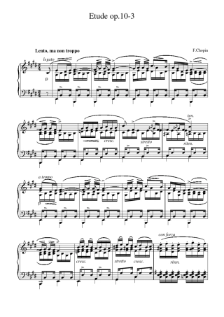 肖邦E大调练习曲离别钢琴谱